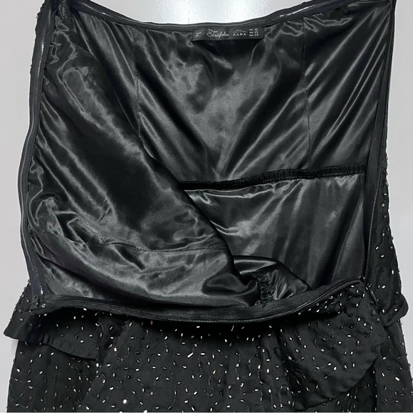 Zara Beaded Strapless Peplum Cocktail LBD Dress Size XS MMXII Collection Black - Picture 8 of 11